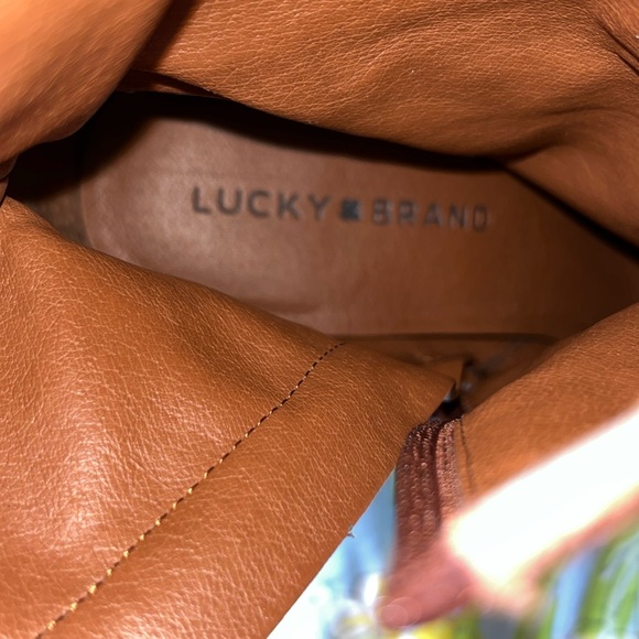 Lucky 🍀 Brand rust colored studded faux suede high heel boots Size 7.5 - Picture 7 of 12